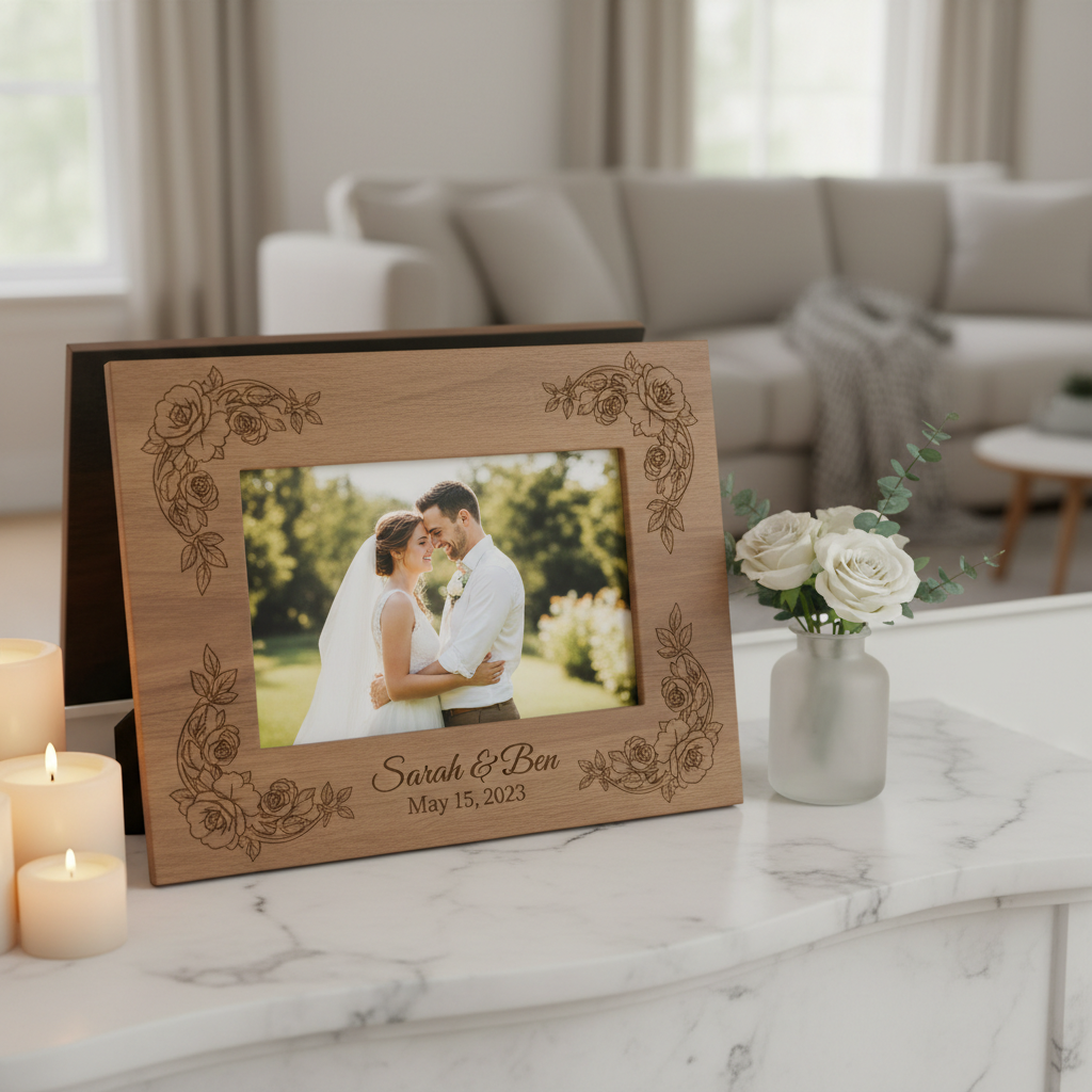 Custom engraved wooden photo frame