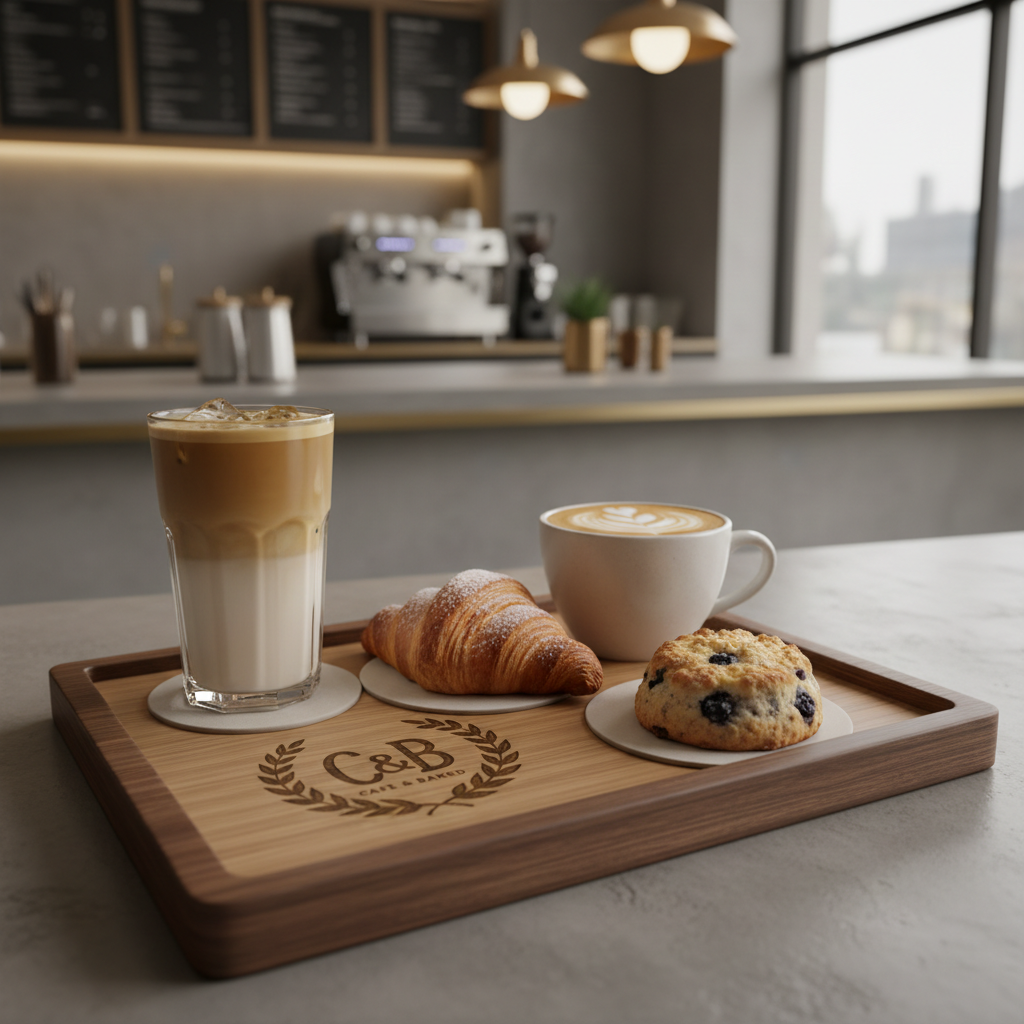 Personalised engraved wooden serving tray